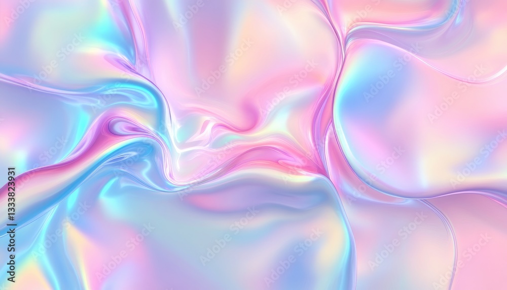 Fototapeta premium Smooth iridescent flowing surface with vibrant pastel color variations