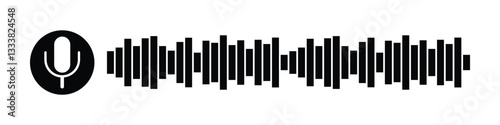 voice and audio message chat icon, sound recording audio icon.