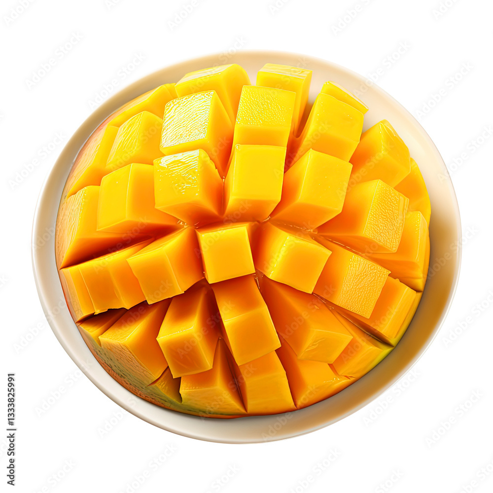 mango on a plate isolated on transparent white background, clipping path mango on a plate isolated on transparent white background, clipping path