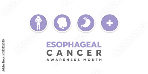 Esophageal Cancer Awareness Month. People, esophageal, stomach and plus icon. Great for cards, banners, posters, social media and more. White background.