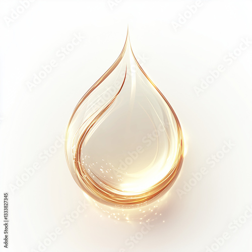 glowing droplet ,oil drop vector illustration, luxury water drop with gold splash, skin beauty and cosmetic,white cream liquid