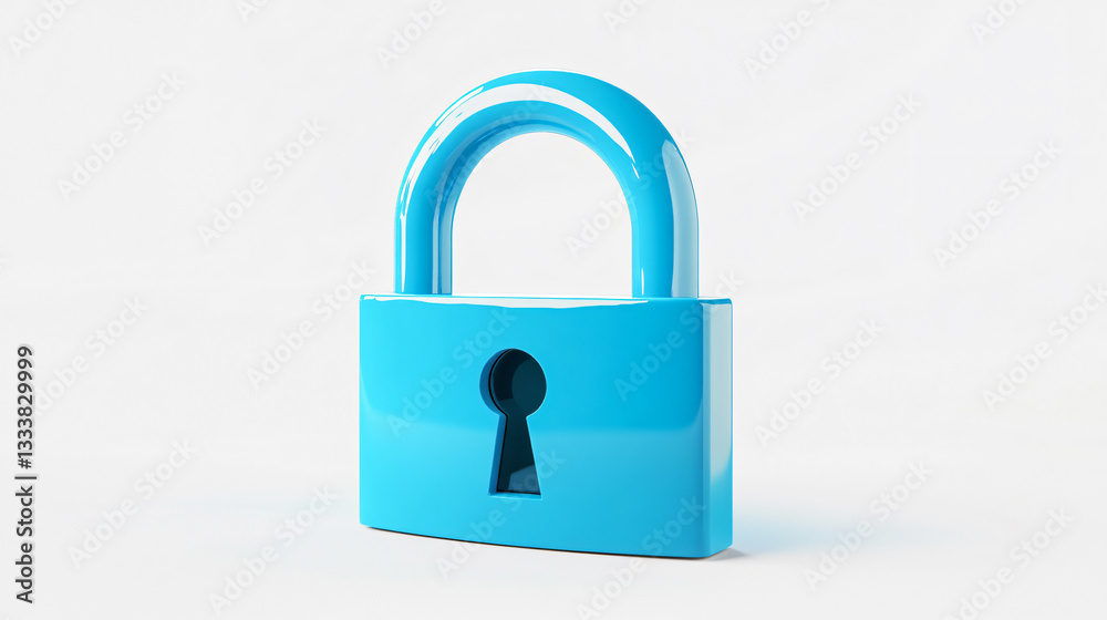 3D blue padlock secure minimalist lock design for privacy & protection 3D blue padlock secure minimalist lock design for privacy & protection