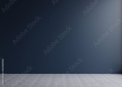 Living room with dark blue walls.3D rendering.