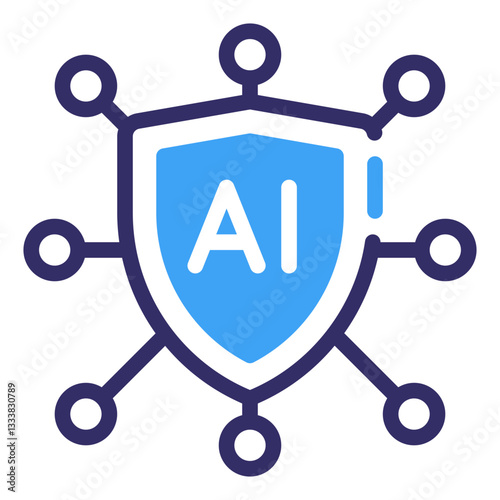 AI Security Shield: An icon depicting an AI shield, symbolizing the protection and security of artificial intelligence, set against a bright backdrop.
