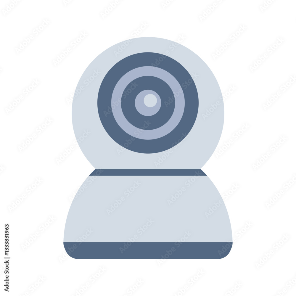 Webcam Flat design style, gray spherical webcam, symbolizing digital video communication, ideal for online meetings, security monitoring, and virtual interaction designs. Webcam Flat design style, gray spherical webcam, symbolizing digital video communication, ideal for online meetings, security monitoring, and virtual interaction designs.