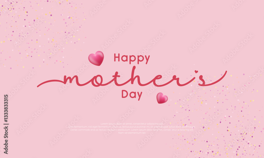 Happy mother's day background with heart decoration