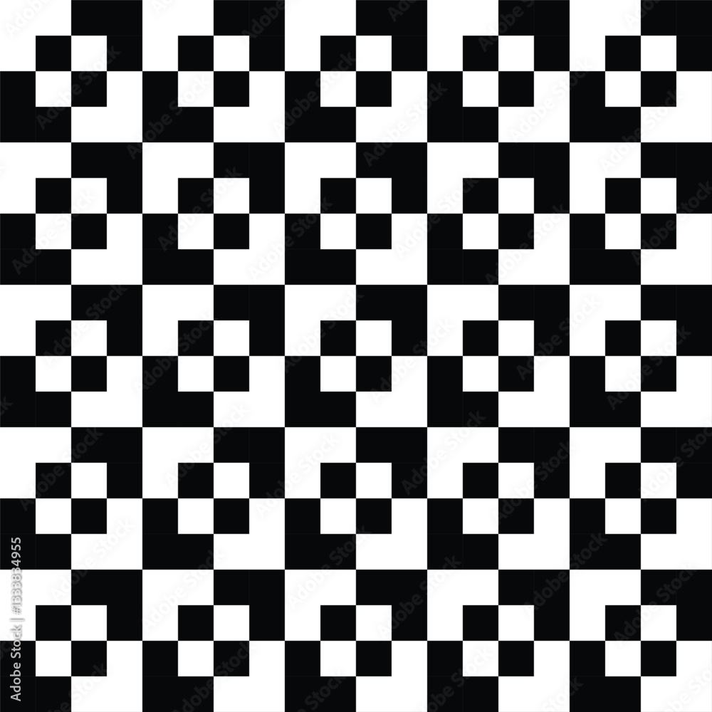 Fototapeta premium Black and white square pattern, seamless pattern for background.