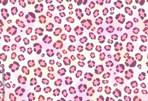 Seamless pastel cheetah print tie-dye effect in white, wallpaper, contemporary