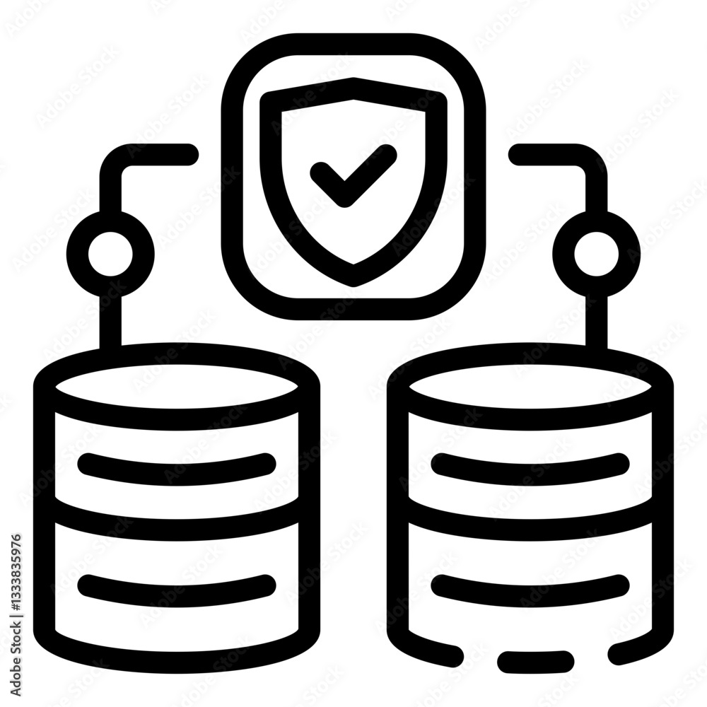 Secure Data: Illustrated vector of secure data storage, showcasing data protection and cloud computing. Database security icon Secure Data: Illustrated vector of secure data storage, showcasing data protection and cloud computing. Database security icon