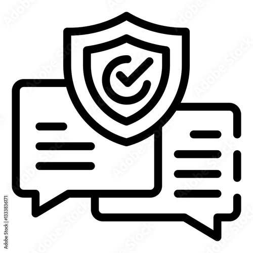 Secure Communication Icon: Depicting a shield protecting chat bubbles, this icon embodies secure and protected communication, perfect for conveying safety and trust.