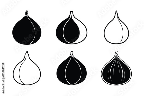 Fig – Ficus carica line art vector illustration
