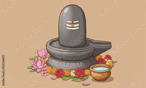 Sacred Vector Illustration of Shiva Lingam – Traditional Spiritual Art