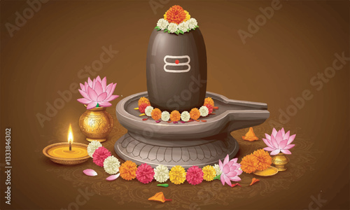 Sacred Vector Illustration of Shiva Lingam – Traditional Spiritual Art