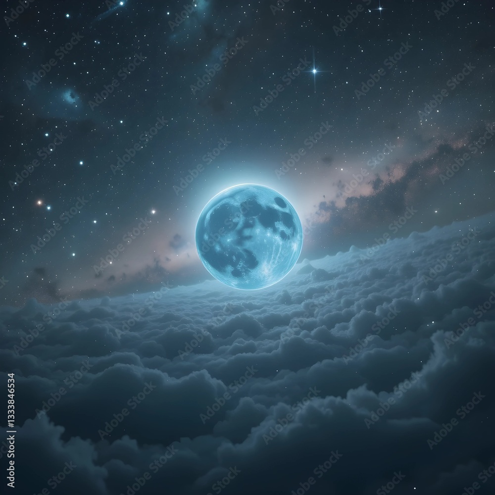 Fototapeta premium The mysterious full moon that dominated the clouds