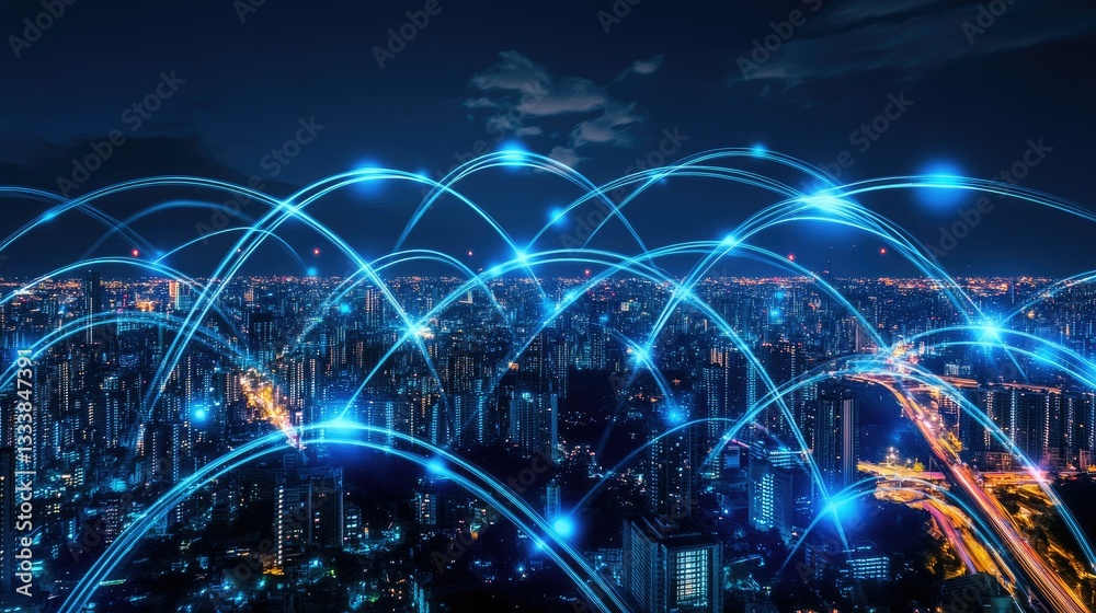 Obraz premium Big Data Information of business from blue network technology internet computer digital virtual tech
