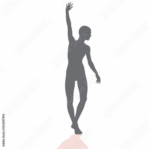 Dynamic figure in a handstand pose against a white background, physical fitness