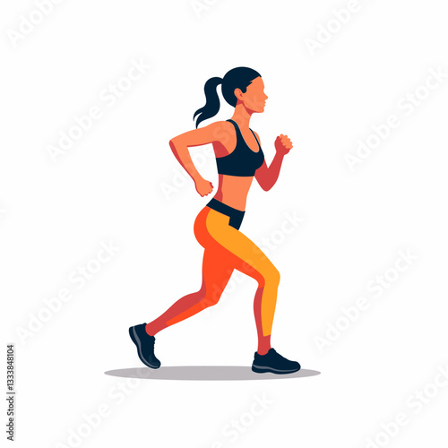 Energetic woman jogging in athletic attire, interval training concept
