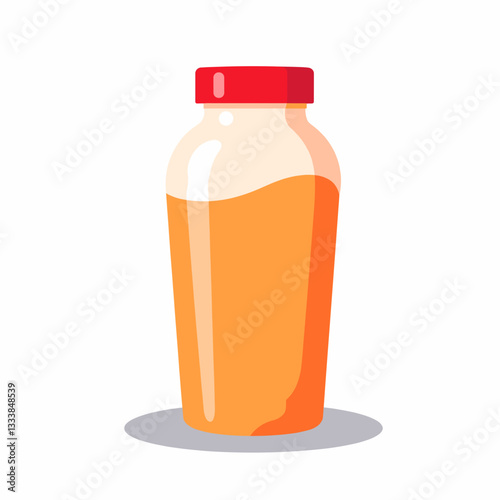 Protein shake in a clear bottle on a white background, healthy living