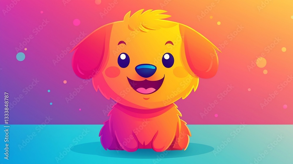 Obraz premium Cute Dog Illustration, Vibrant Colors