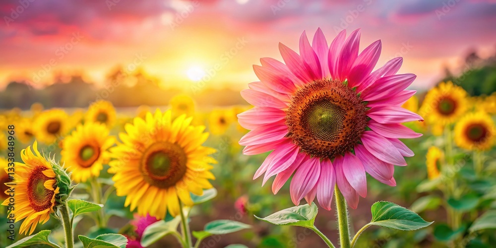 Obraz premium Pink Sunflowers - Summer Floral