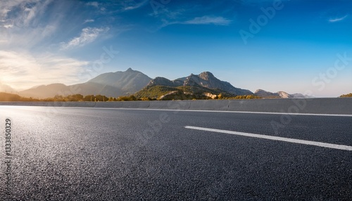 panorama empty asphalt road and tarmac floor with moutain on back