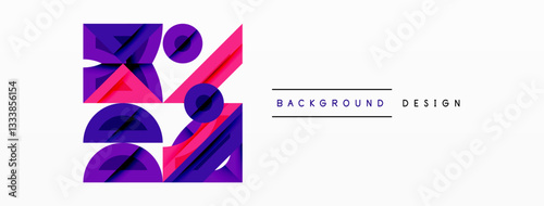 Abstract geometric background shapes forming a modern, symmetrical pattern. Bold contrast, smooth gradients, dynamic composition, futuristic style