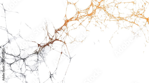 The image is an abstract digital artwork featuring a network of interconnected lines.  The lines branch out from a central point, creating a complex pattern that resembles a branching tree or