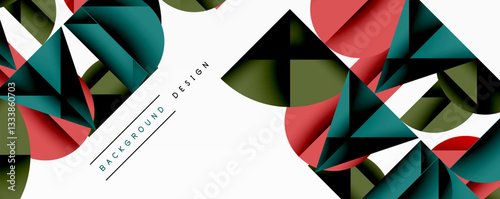 Abstract geometric pattern with intersecting circles and triangles in gradients. The high-contrast composition creates depth and a dynamic, modern aesthetic