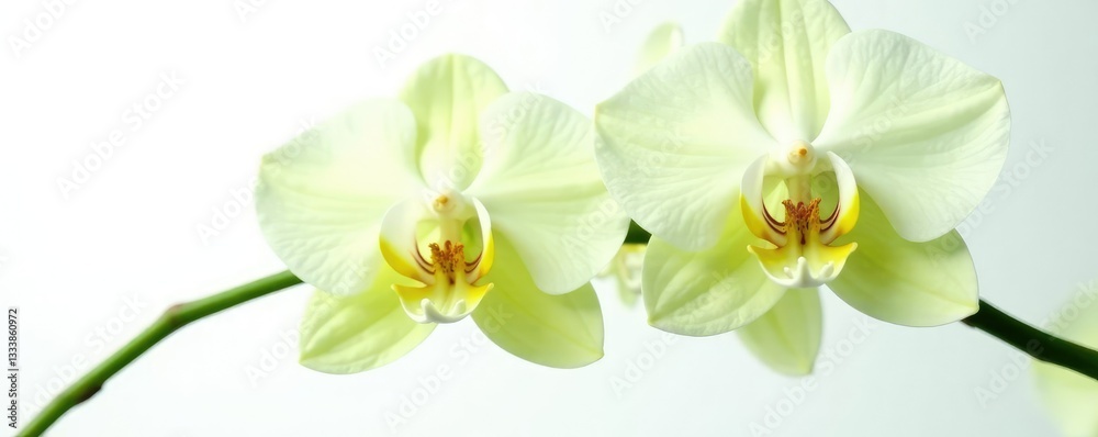 Obraz premium Delicate orchid stem isolated on white background, greenery, flower, isolation