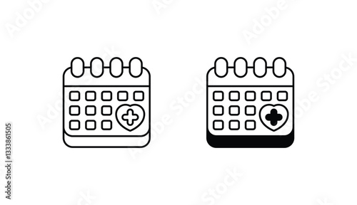 Health Calendar icon design with white background stock illustration