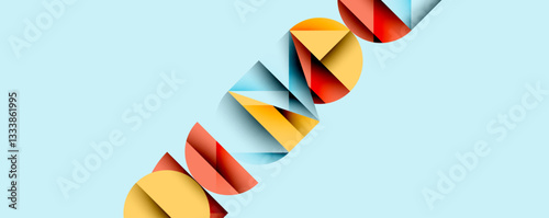 Abstract geometric pattern with intersecting circles and triangles in gradients. The high-contrast composition creates depth and a dynamic, modern aesthetic