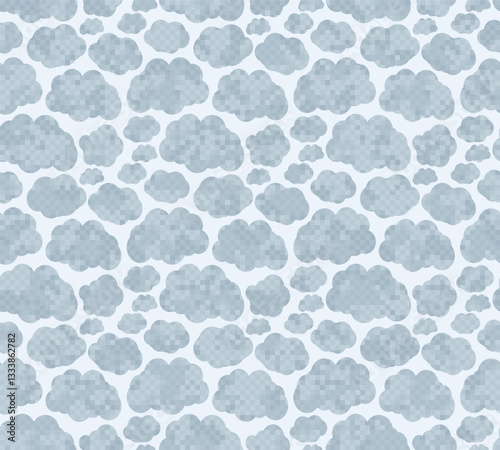 Seamless blue pixel background with clouds.