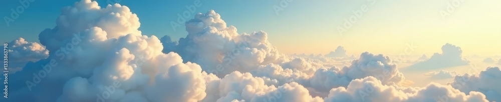 Large anvil-shaped cumulus clouds dominating the sunny sky, high altitude, light Large anvil-shaped cumulus clouds dominating the sunny sky, high altitude, light