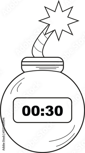 The Illustration of Cartoon Bomb with Countdown timer