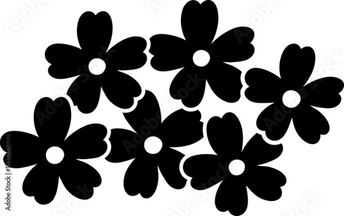 Cute flower cluster  black silhouette.
Spring flowers  silhouette Flat stock vector illustration Isolated.
Good for greeting card,poster, craft and DIY.
Transparent background.