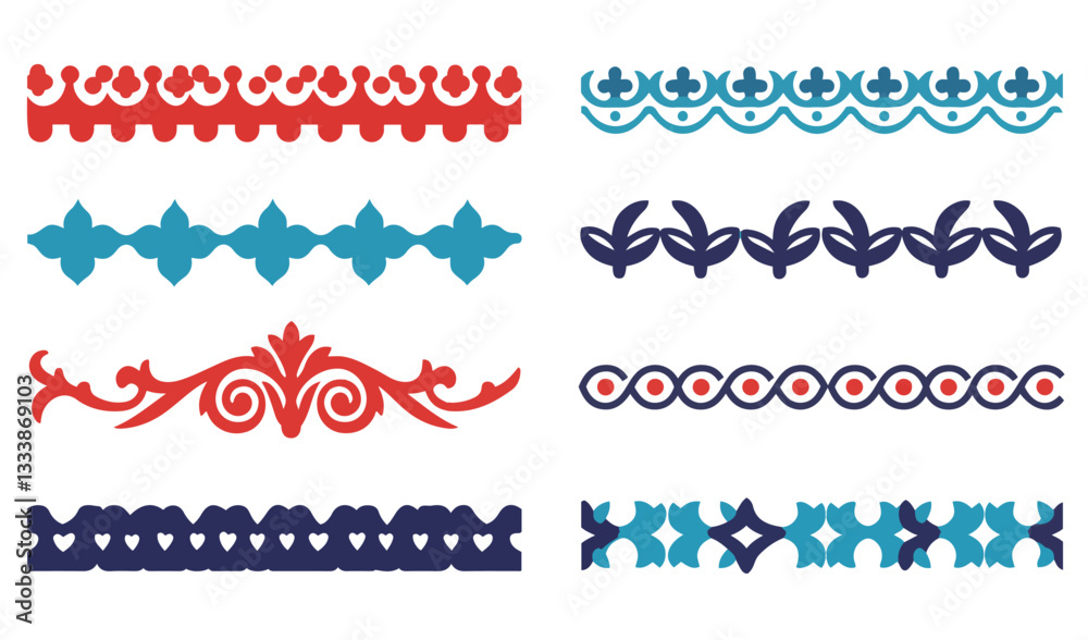 Fototapeta premium Ornamental Border Design Collection Elegant Decorative Floral and Geometric Elements for Invitations and Branding