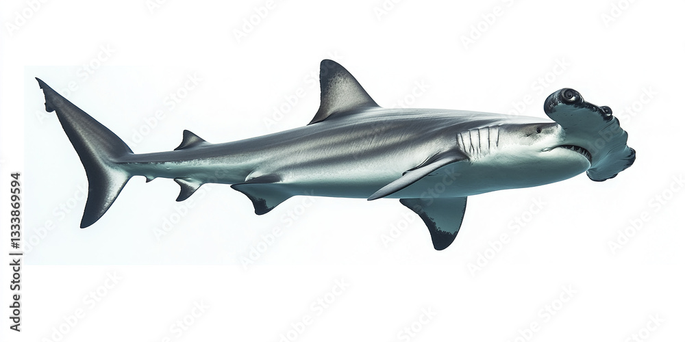Fototapeta premium sleek hammerhead shark swimming powerfully in clear water