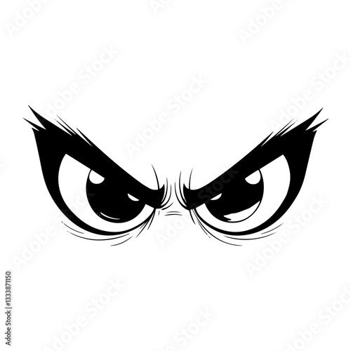 A bold and intense angry eyes clip art featuring furrowed brows and a sharp gaze, conveying frustration, aggression, or determination. Ideal for cartoons, logos, stickers, and digital illustrations.