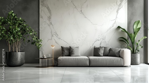 A pristine white marble surface, punctuated by the subtle veining of nature, forms the backdrop. A cool, grey cement wall, its texture rough yet inviting, stands tall, adding depth and character to