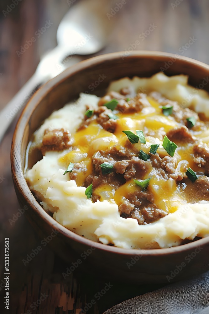 Delicious Creamy Mashed Potatoes with Ground Beef and Cheese Gravy Delicious Creamy Mashed Potatoes with Ground Beef and Cheese Gravy