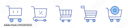 favourite, shopping cart. Shopping cart Icon vector illustration. Line Duotone style. Editable stroke