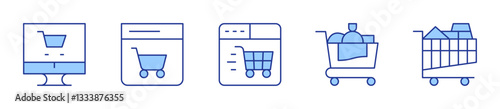 online shop, online shopping, shopping cart. Shopping cart Icon vector illustration. Line Duotone style. Editable stroke