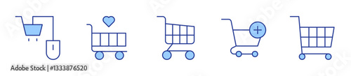 online shopping, shopping cart. Shopping cart Icon vector illustration. Line Duotone style. Editable stroke