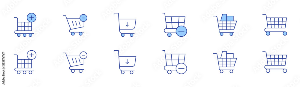 Shopping cart icon set in two styles, Duotone and Thin Line style. Editable stroke. add cart, remove from cart, add to cart, shopping cart Shopping cart icon set in two styles, Duotone and Thin Line style. Editable stroke. add cart, remove from cart, add to cart, shopping cart