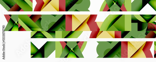 Abstract geometric artwork with interwoven angular and curved shapes, dynamic composition with smooth gradients and bold contrasts