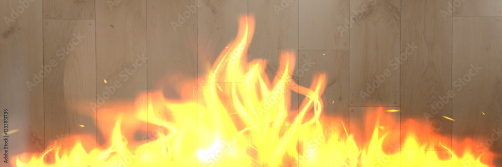 Fototapeta premium Fire flames with smoke, burning heat, glowing blaze, transparent background, hot energy, realistic fire, light effect.