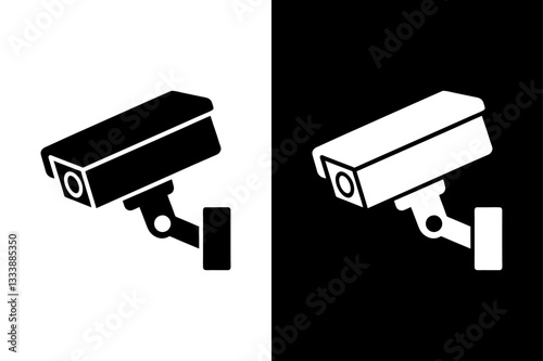 Minimalist CCTV Camera Icon High-Quality Black & White Silhouette.