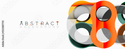 Abstract composition with intertwined circular and tubular forms creating fluid structure with gradients, depth, and sharp contrasts