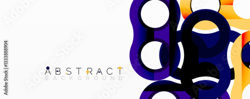 Abstract geometric pattern with interlocking circular and tubular shapes featuring smooth gradients, sharp contrasts, and dynamic layering
