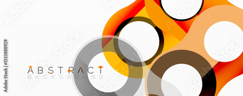 Abstract geometric pattern with interlocking circular and tubular shapes featuring smooth gradients, sharp contrasts, and dynamic layering